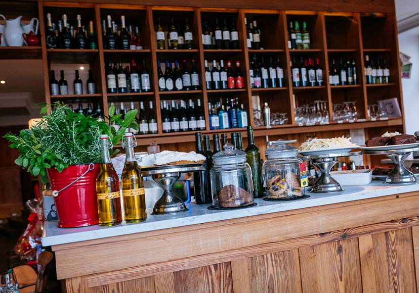 Various wines and desserts available at the Left Bank Bistro.